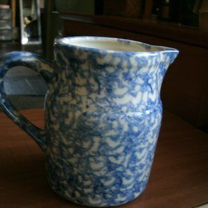 sponge glazed pottery Pitcher. Roseville Ohio.